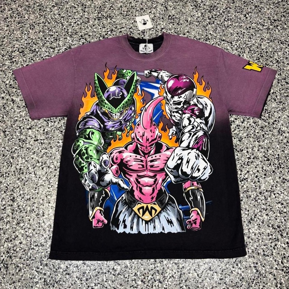 2026 Warren Lotas x Dragon Ball Z "THE THREE VILLIANS" Purple T-Shirt Size M